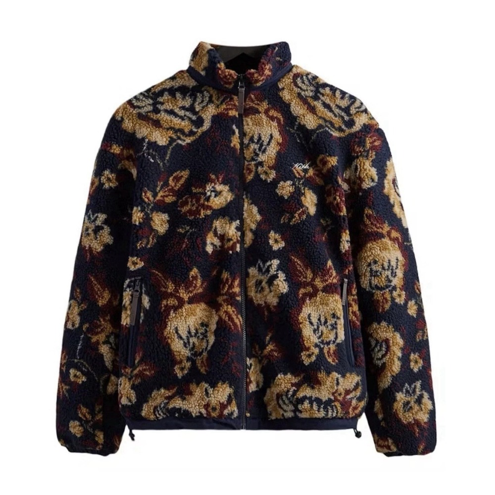 NWT KITH Pinehurst Floral Sherpa Full Zip Fleece Jacket In Nocturnal Sz XL